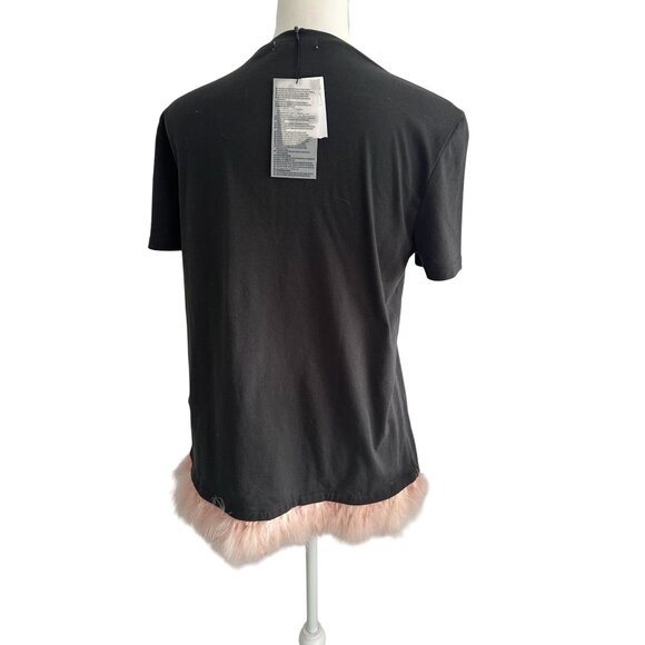 ZARA Faux Feather Trim T Shirt Sizs Small NEW with tags never worn - Picture 4 of 6
